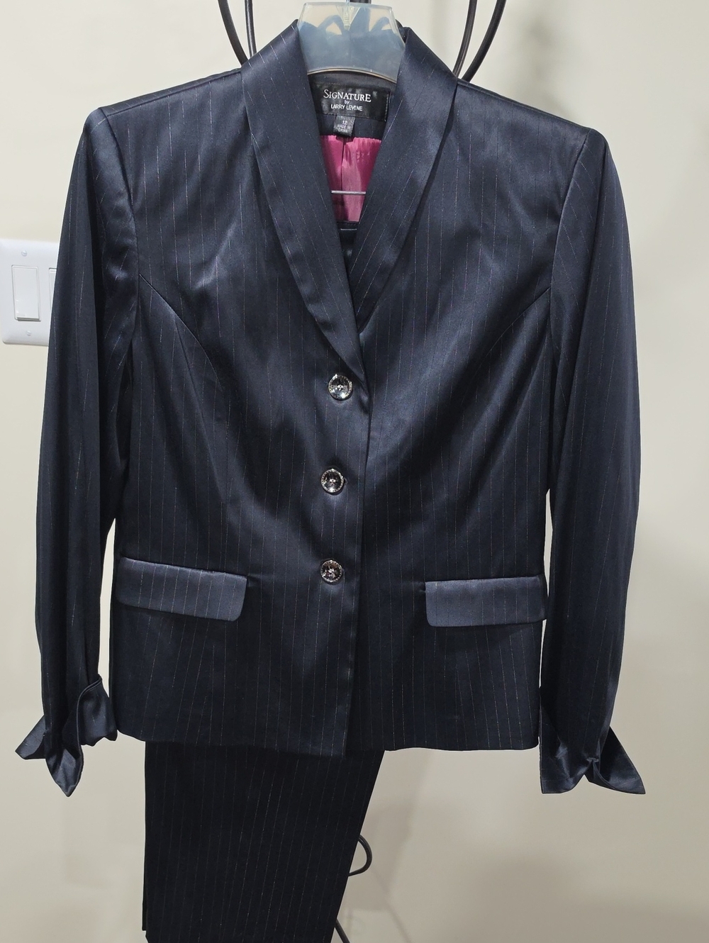 Signature Women’s Navy Pinstripe Suit - Tailored Single-Breasted Blazer
